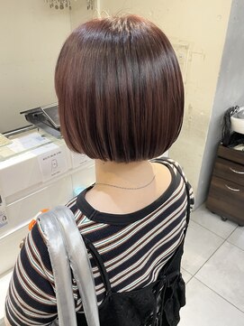 ネオリーブカフ 鶴ヶ峰店(Neolive caff) アプリコットオレンジ×ハイライトカラー×ミニボブ