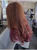 20代/ロングパーマ/インナーカラー/ブラウン/ピンクカラー