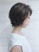 ムウ 難波(MOU)&nbsp;ショート暗めカラーグランマッシュデザインカラー20代30代40代