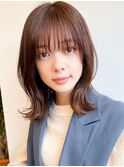 10代20代艶感前髪ワンカールサイドバングくびレイヤー春カラー