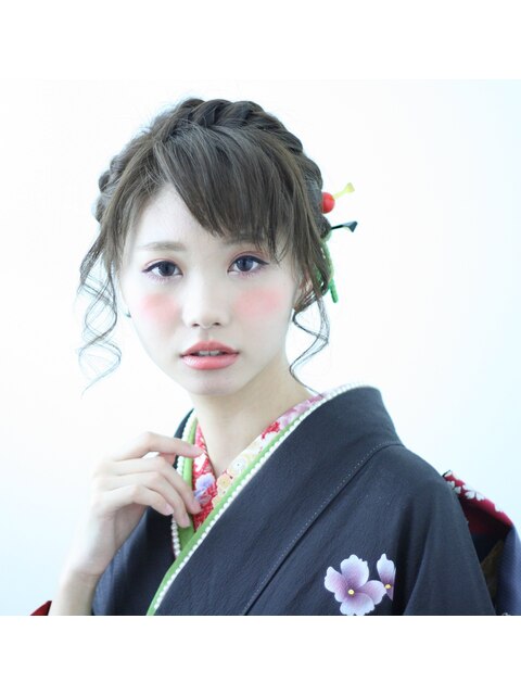 編み込みヘアアレンジ☆和装・成人式ヘア