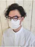 パーマ風 くせ毛×ツーブロックマッシュ