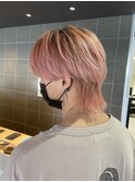 マッシュウルフ　ピンクベージュ
