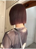 丸くならない切りっぱなしボブ×ピンクブラウン 表参道ボブ