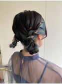 ヘアアレンジ◯ヘアセット◯ツインお団子◯金箔アレンジ