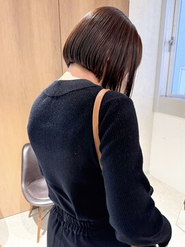 ラミエ バイ メルト 吉祥寺(lamie by melt) "久保田"ミニボブオリーブベージュまとまるボブブリーチなし