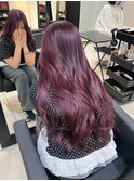 ☆韓国ロングレイヤーブリーチなしダブルカラーラベンダーピンク