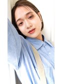 大人ボブ丸みショートボブカットナチュラルブラウン