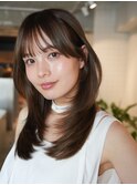 韓国/顔周りレイヤー/おくれ毛/ベージュ/ダブルカラー/西区/小新