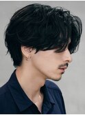 フェザーパーマヘアニュアンスパーマセンターパート毛流れメンズ