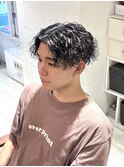men'sパーマ_波巻きパーマニュアンスパーマ刈り上げ