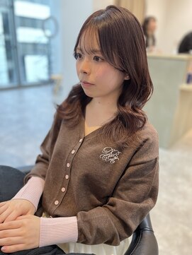 スティル カラン(STILL calin) 韓国ヘアロングレイヤーカットミルクティーベージュ前髪カット