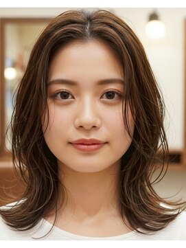 アズグロウヘアー(AS GROW HAIR) ピンクベージュフェイスレイヤー×ミディアム