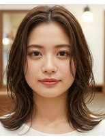 アズグロウヘアー(AS GROW HAIR) ピンクベージュフェイスレイヤー×ミディアム
