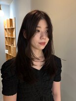 サンプラス(san+)&nbsp;【マユコ】ロングレイヤーカットココアミルクブラウン小顔ヘア