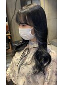 20代30代人気☆イヤリングカラー艶カラーブルーブラック 中島