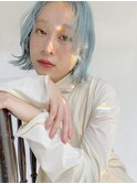 福井 大和田 ペールブルー ケアブリーチ 顔まわりカット