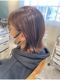お手入れ楽チンな外ハネ♪ 艶感カラーピンクベージュ
