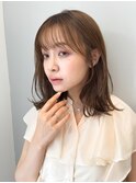 大人かわいい美髪ストレート小顔シースルーバングレイヤーカット