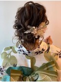 後れ毛が可愛い！浴衣シニヨンスタイル！