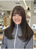 ブリーチなし/グレージュ/ベージュ/くびれ巻き/韓国レイヤーロブ