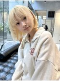 ハイトーンレイヤーボブ重めバング