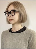【TALO】切りっぱなしアゴラインミニボブ×ハイトーンベージュ