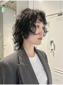 天神顔周りレイヤーカットレディースパーマウルフカットショート