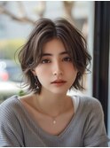 ナチュラルボブミニウルフチェリーブラウン20代30代40代50代