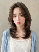 韓国ウルフレイヤー/ハッシュカットダークブラウン透明感p大宮