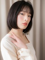 カバーヘア ブリス 北浦和(COVER HAIR bliss)&nbsp;シアーバング大人美人黒髪艶感ストレート前下がりボブ30代40代W