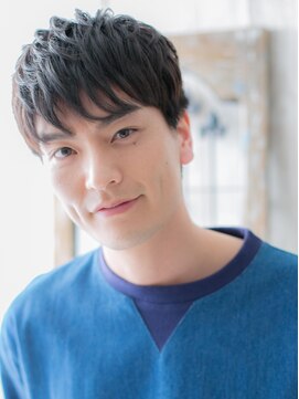 メンズヘア ビーセカンド 草加店(MENS HAIR B-2) ビジネス斜めバング社会人くせ毛風ルーズショートパーマa1草加