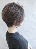 ハッシュカットフルバング似合わせカットレッドブラウン20代30代