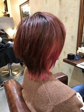 ジョージ(Jo-Ji) すそピンク×ウルフショート♯ハイライト♯インナー♯ブリーチ