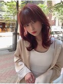 カシスピンク くびれ巻き 韓国スタイル 髪質改善