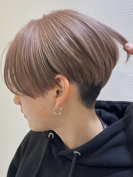 ロンドブルーム 天神大名店(Lond Bloom) ピンクベージュ丸みショートボブマッシュショートくびれショート