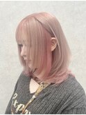 髪質改善メルティーピンクベージュ小顔レイヤーカットアンブレラ