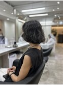＊くびレイヤーエモージュ前髪パーマグレーベージュレイヤーボブ