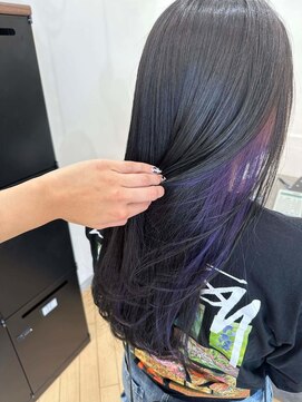 ユニ バイ マグ 長野店(Uni.by Mag) 20代30代大人可愛い艶感暗髪グレージュインナカラーパープル