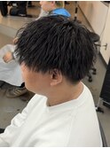 メンズマッシュ　縦落ちパーマ　ツイストスパイラルパーマ
