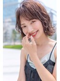 大人かわいい波ウェーブボブ×３Dハイライト×とろみグレージュ