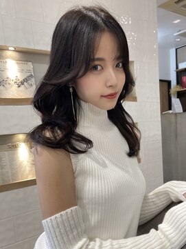 フォンズ(FONS) くびれヘア ナチュラル可愛い韓国ヘア暗めカラー 黒髪　艶カラー