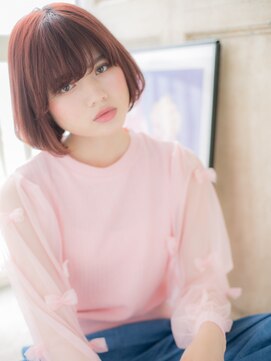 モッズ ヘア 福岡姪浜店(mod's hair) mod's姪浜/フレンチガーリー艶感ガーネットレッド前下がりボブg