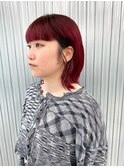 ▽□□▽ ウルフカット × ブリーチカラー　ワインレッド