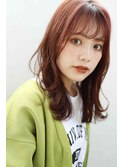 ★大人かわいいモテ髪ミディアムピンクベージュ薄めバングくびれ