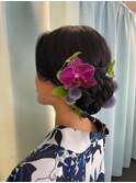 お花を使ったアップスタイル