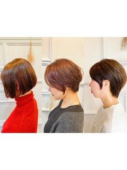 髪質やクセを活かしたカットで、似合わせショート！ご自宅で再現しやすいスタイル作りが大好評です。