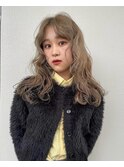 ［木村美容店］　ミルクティーベージュ　ウェーブヘアー