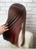 #インナーカラー#ワインレッド#ナチュラル#ツヤ髪