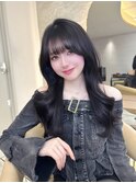 髪質改善縮毛矯正レイヤーカット顔周り前髪韓国ミニウルフ/池袋